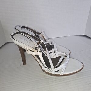 ALDO Women's White Braided Strap Heels Size 8